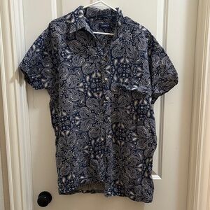 GANT Men's Blue Paisley Lenin Blend Shirt LightWeight Summer Time